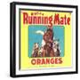 Running Mate Orange Label - Lindsay, CA-Lantern Press-Framed Art Print