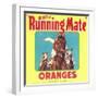 Running Mate Orange Label - Lindsay, CA-Lantern Press-Framed Art Print