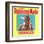 Running Mate Orange Label - Lindsay, CA-Lantern Press-Framed Art Print