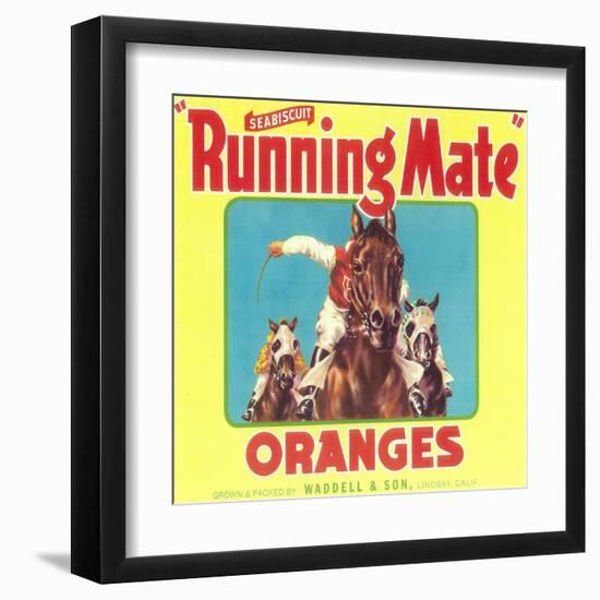 Running Mate Orange Label - Lindsay, CA-Lantern Press-Framed Art Print