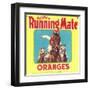 Running Mate Orange Label - Lindsay, CA-Lantern Press-Framed Art Print