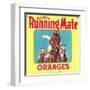 Running Mate Orange Label - Lindsay, CA-Lantern Press-Framed Art Print