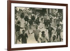 Running of the Bulls, Pamplona, Spain-null-Framed Art Print