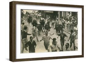 Running of the Bulls, Pamplona, Spain-null-Framed Art Print