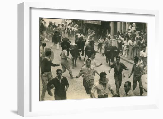 Running of the Bulls, Pamplona, Spain-null-Framed Art Print