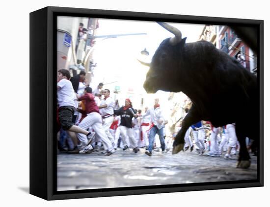 Running of the Bulls, San Fermin Festival, Pamplona, Navarra, Spain, Europe-Marco Cristofori-Framed Stretched Canvas