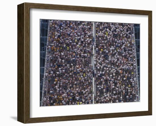 Running on the Verranzano Bridge Competing in the 1994 NYC Marathon-null-Framed Photographic Print