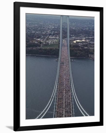 Running on the Verranzano Bridge Competing in the 1994 NYC Marathon-null-Framed Photographic Print