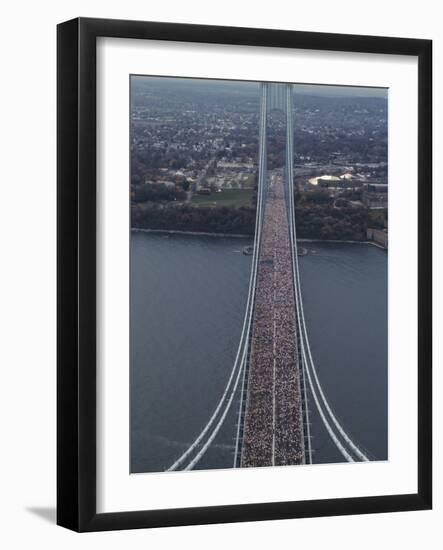 Running on the Verranzano Bridge Competing in the 1994 NYC Marathon-null-Framed Photographic Print