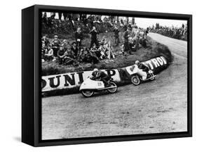 Rupert Hollaus on Bike Number 23, Carlo Ubbiali on Bike Number 7, 1954-null-Framed Stretched Canvas
