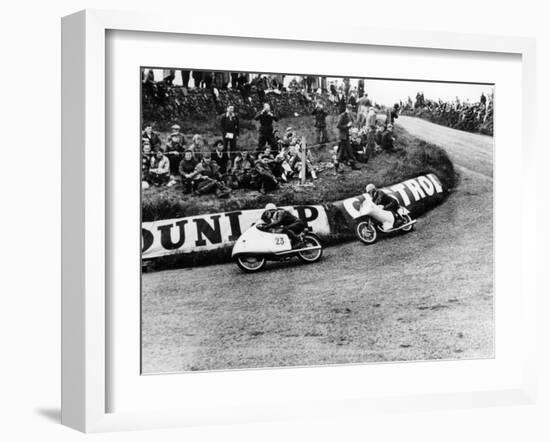 Rupert Hollaus on Bike Number 23, Carlo Ubbiali on Bike Number 7, 1954-null-Framed Photographic Print