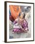 Rural Bihari Woman with Orange Vaishnavite Teeka on Forehead, Sonepur, Bihar, India-Annie Owen-Framed Photographic Print