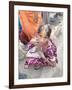 Rural Bihari Woman with Orange Vaishnavite Teeka on Forehead, Sonepur, Bihar, India-Annie Owen-Framed Photographic Print