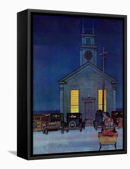 "Rural Church at Night," December 30, 1944-Mead Schaeffer-Framed Stretched Canvas