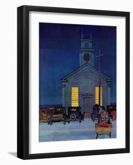 "Rural Church at Night," December 30, 1944-Mead Schaeffer-Framed Giclee Print