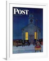 "Rural Church at Night," Saturday Evening Post Cover, December 30, 1944-Mead Schaeffer-Framed Giclee Print