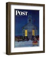"Rural Church at Night," Saturday Evening Post Cover, December 30, 1944-Mead Schaeffer-Framed Giclee Print