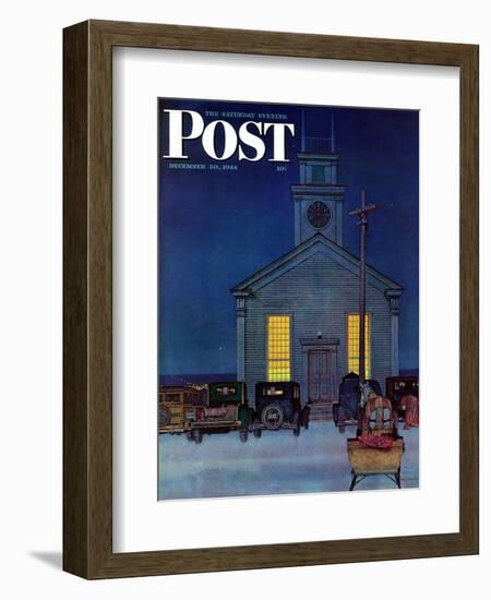 "Rural Church at Night," Saturday Evening Post Cover, December 30, 1944-Mead Schaeffer-Framed Giclee Print