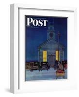 "Rural Church at Night," Saturday Evening Post Cover, December 30, 1944-Mead Schaeffer-Framed Giclee Print