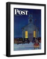 "Rural Church at Night," Saturday Evening Post Cover, December 30, 1944-Mead Schaeffer-Framed Giclee Print