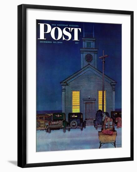 "Rural Church at Night," Saturday Evening Post Cover, December 30, 1944-Mead Schaeffer-Framed Giclee Print