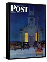 "Rural Church at Night," Saturday Evening Post Cover, December 30, 1944-Mead Schaeffer-Framed Stretched Canvas