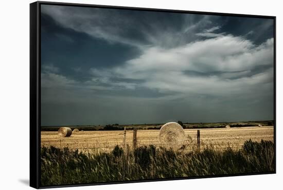 Rural Landscape with Dramatic Sky over Farmland-null-Framed Stretched Canvas