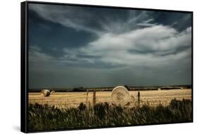 Rural Landscape with Dramatic Sky over Farmland-null-Framed Stretched Canvas