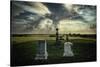 Rural Landscape with Dramatic Sky over Graveyard-null-Stretched Canvas