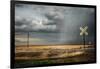 Rural Landscape with Dramatic Sky over Railway Crossing in America-null-Framed Photographic Print