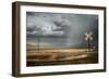 Rural Landscape with Dramatic Sky over Railway Crossing in America-null-Framed Photographic Print