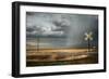 Rural Landscape with Dramatic Sky over Railway Crossing in America-null-Framed Photographic Print
