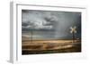 Rural Landscape with Dramatic Sky over Railway Crossing in America-null-Framed Photographic Print