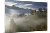 Rural Landscape with Morning Mist Near Zarnesti, Transylvania, Carpathian Mountains, Romania-Dörr-Mounted Photographic Print