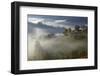 Rural Landscape with Morning Mist Near Zarnesti, Transylvania, Carpathian Mountains, Romania-Dörr-Framed Photographic Print