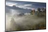 Rural Landscape with Morning Mist Near Zarnesti, Transylvania, Carpathian Mountains, Romania-Dörr-Mounted Photographic Print