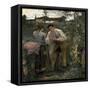 Rural Love-Jules Bastien-Lepage-Framed Stretched Canvas
