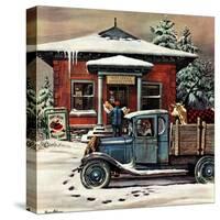 "Rural Post Office at Christmas," December 13, 1947-Stevan Dohanos-Stretched Canvas