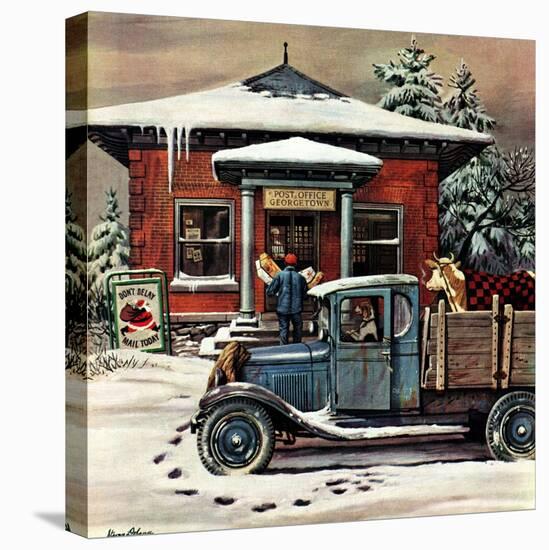 "Rural Post Office at Christmas," December 13, 1947-Stevan Dohanos-Stretched Canvas