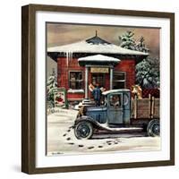 "Rural Post Office at Christmas," December 13, 1947-Stevan Dohanos-Framed Giclee Print