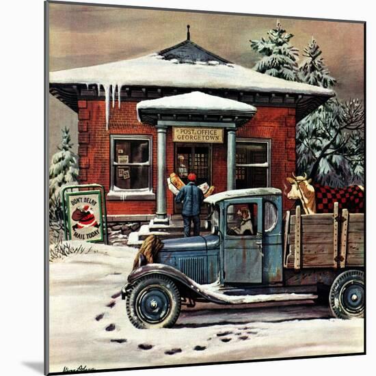"Rural Post Office at Christmas," December 13, 1947-Stevan Dohanos-Mounted Giclee Print