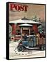 "Rural Post Office at Christmas," Saturday Evening Post Cover, December 13, 1947-Stevan Dohanos-Framed Stretched Canvas