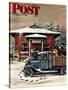 "Rural Post Office at Christmas," Saturday Evening Post Cover, December 13, 1947-Stevan Dohanos-Stretched Canvas