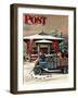 "Rural Post Office at Christmas," Saturday Evening Post Cover, December 13, 1947-Stevan Dohanos-Framed Giclee Print