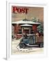 "Rural Post Office at Christmas," Saturday Evening Post Cover, December 13, 1947-Stevan Dohanos-Framed Giclee Print