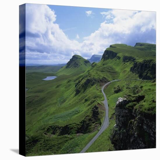Rural Road in the Beinn Edra Range, Near Staffin, Isle of Skye, Scotland, United Kingdom, Europe-Roy Rainford-Stretched Canvas
