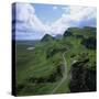 Rural Road in the Beinn Edra Range, Near Staffin, Isle of Skye, Scotland, United Kingdom, Europe-Roy Rainford-Stretched Canvas