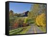 Rural Road Through Bluegrass in Autumn Near Lexington, Kentucky, USA-Adam Jones-Framed Stretched Canvas