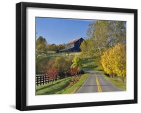 Rural Road Through Bluegrass in Autumn Near Lexington, Kentucky, USA-Adam Jones-Framed Photographic Print