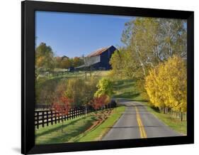 Rural Road Through Bluegrass in Autumn Near Lexington, Kentucky, USA-Adam Jones-Framed Photographic Print